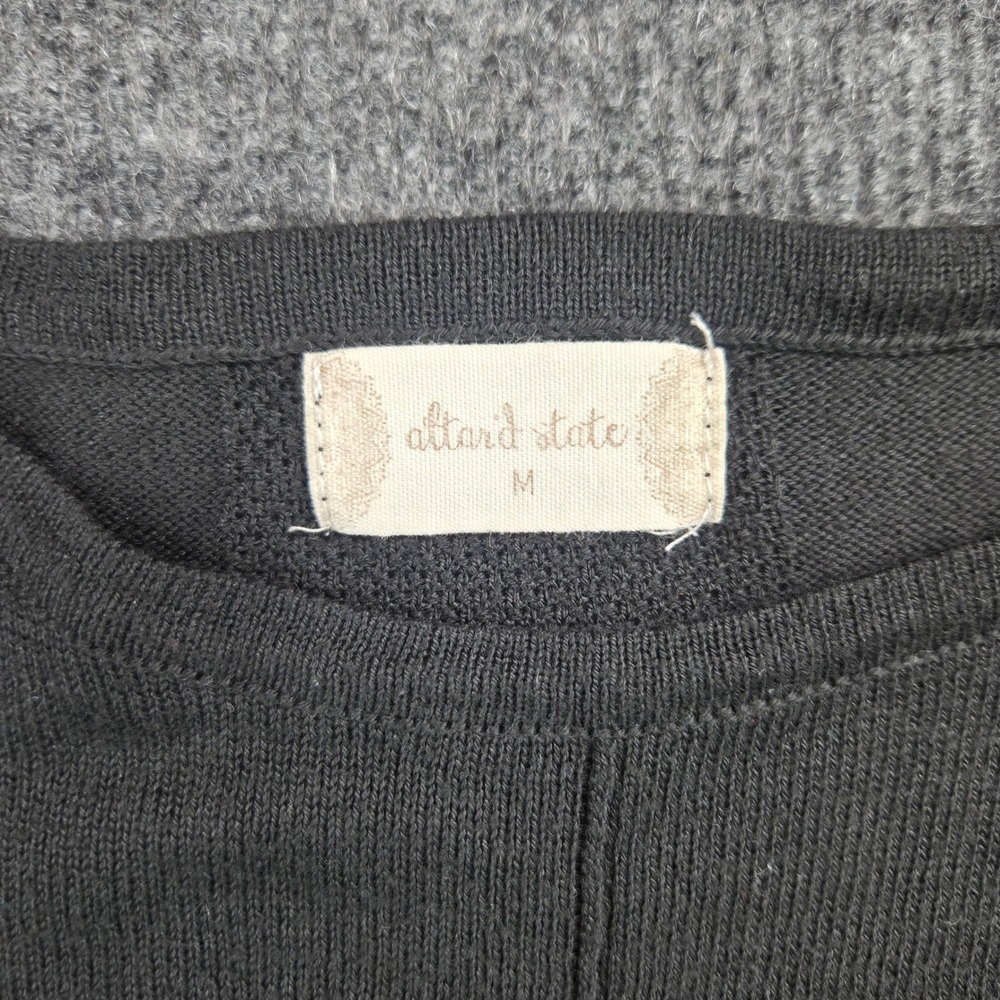 Altar'd State Womens‎ Medium Black Cotton Blend Relaxed High-Low Knit Sweater M